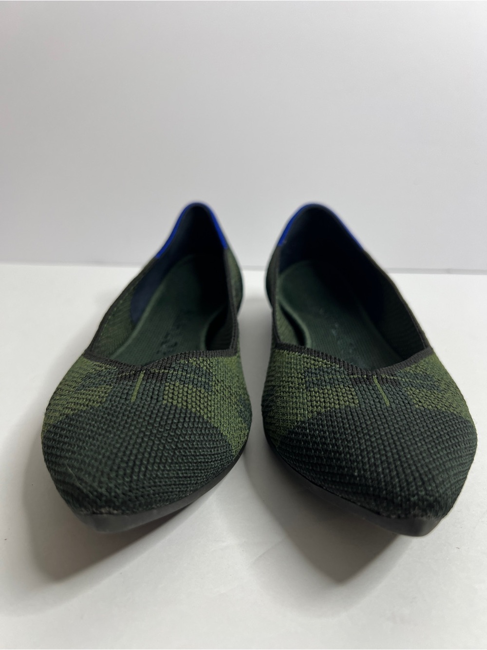 Rothy’s The Point Forest Green Plaid Pointed Toe Flats Size 7.5 - Picture 2 of 9